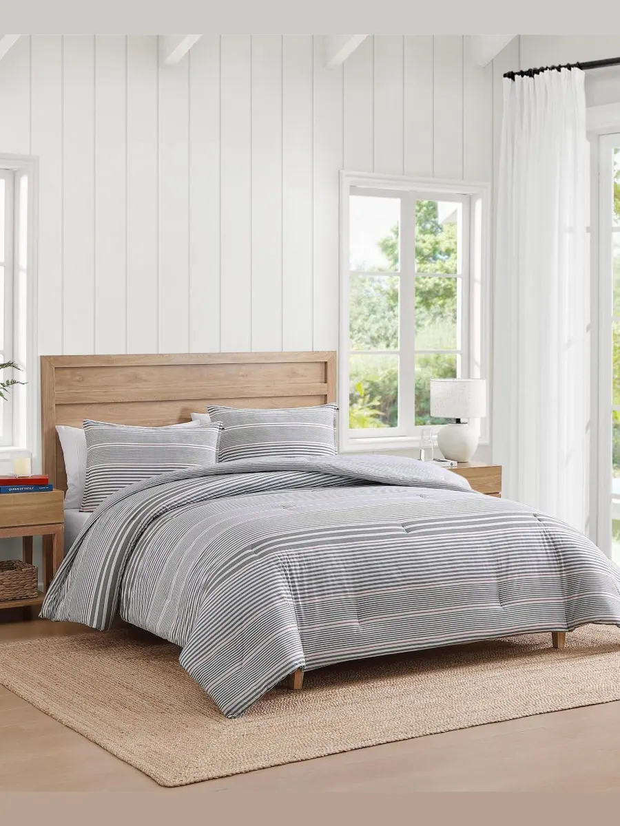 Комплект постельного белья danbury stripe cotton из 3 предметов, размер king Tommy Hilfiger — изображение 2 из 8, серый