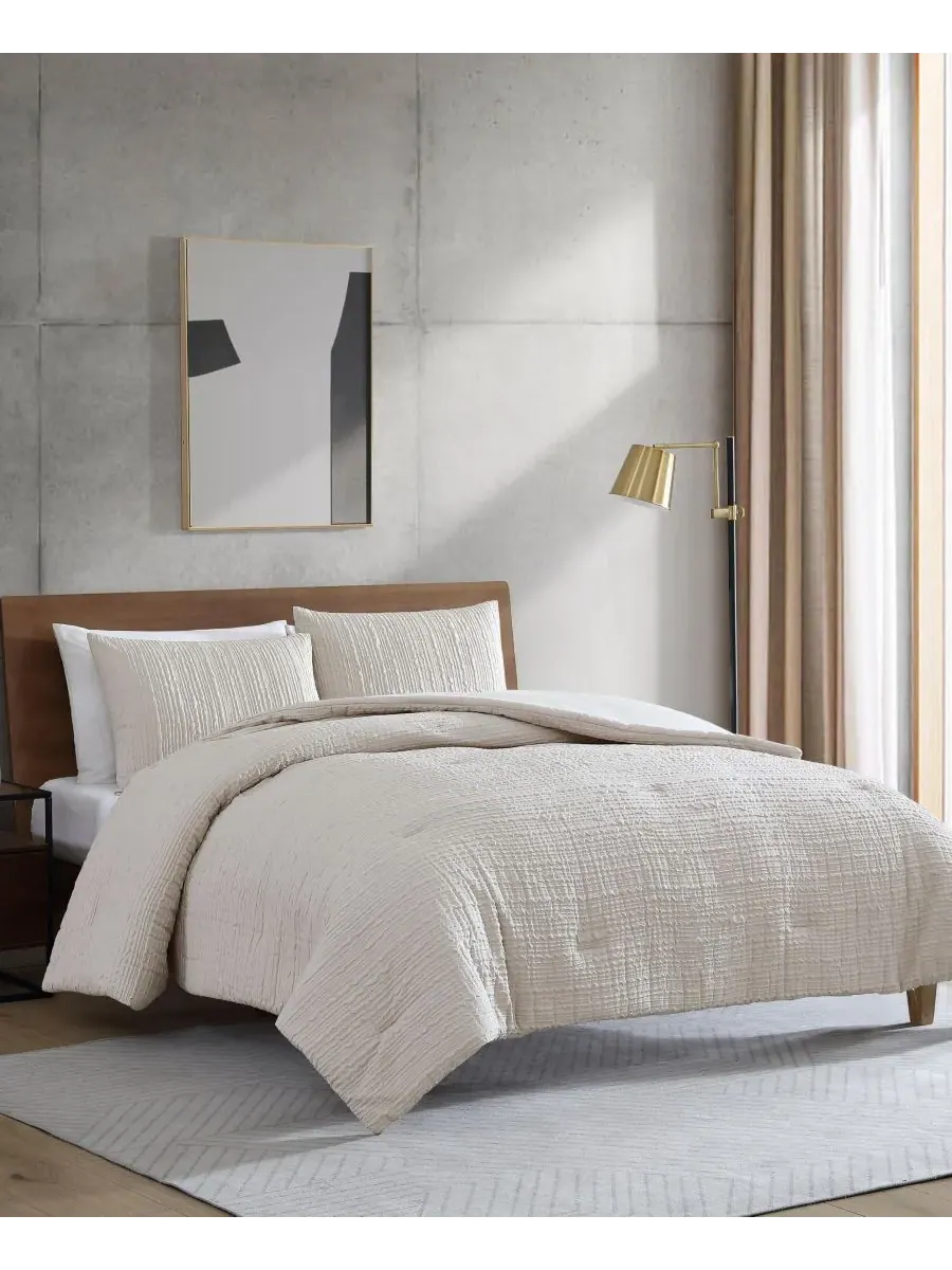 Комплект постельного белья Serenity Wavy Lines Beige Embossed, 3 предмета, размер Full/Queen — изображение 2 из 10