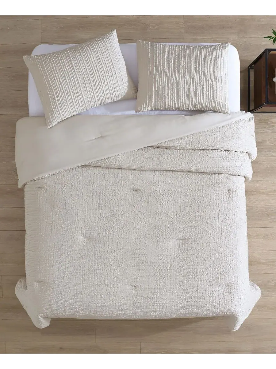 Комплект постельного белья Serenity Wavy Lines Beige Embossed, 3 предмета, размер Full/Queen — изображение 3 из 10