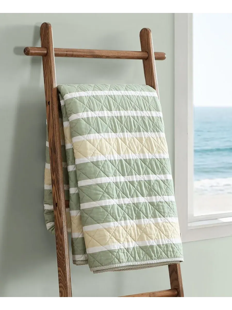 Комплект постельного белья Varadero Stripe из хлопка, двусторонний, 3 предмета, размер King — изображение 4 из 8, зеленый