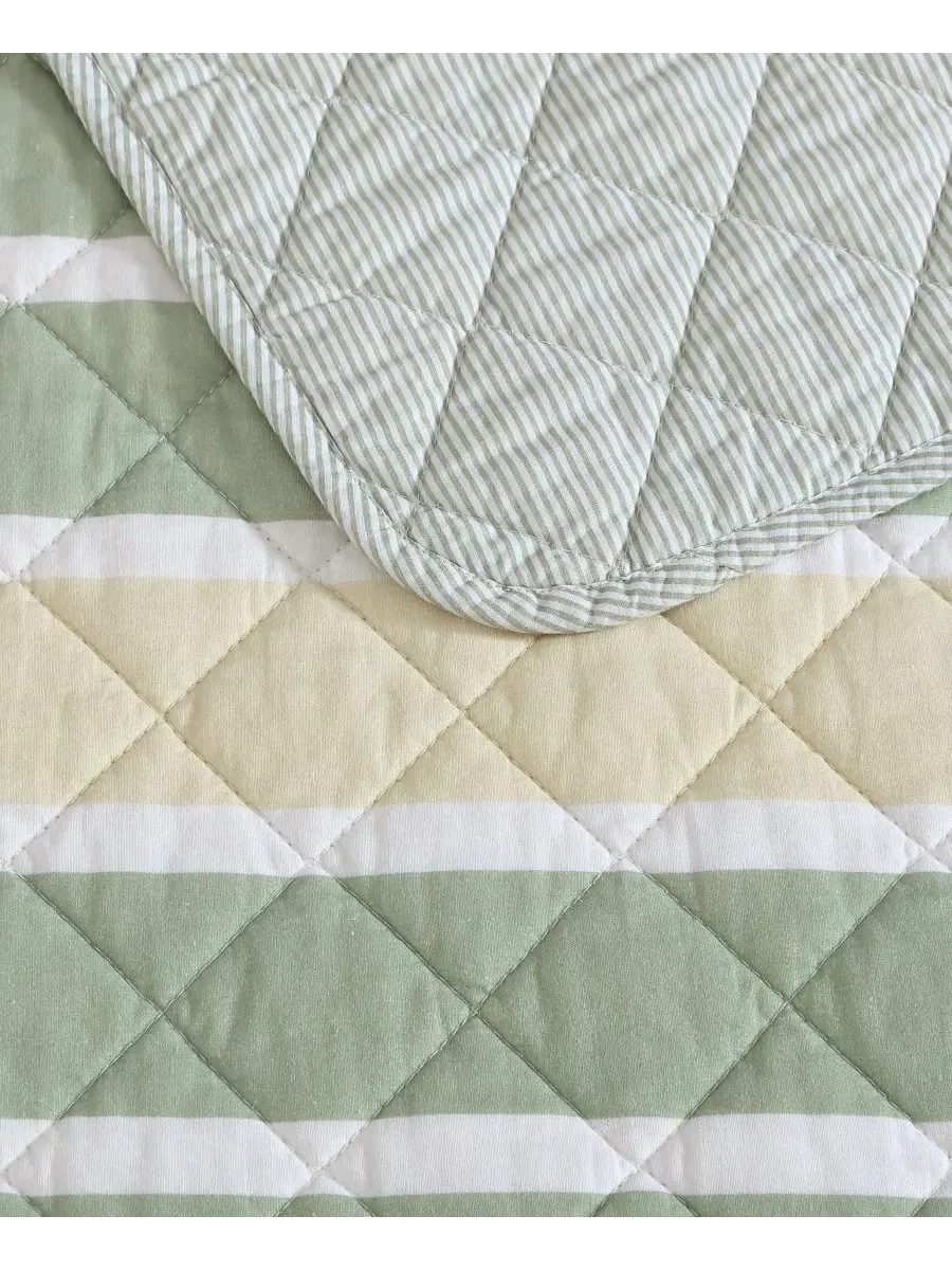 Комплект постельного белья Varadero Stripe из хлопка, двусторонний, 3 предмета, размер King — изображение 6 из 8, зеленый