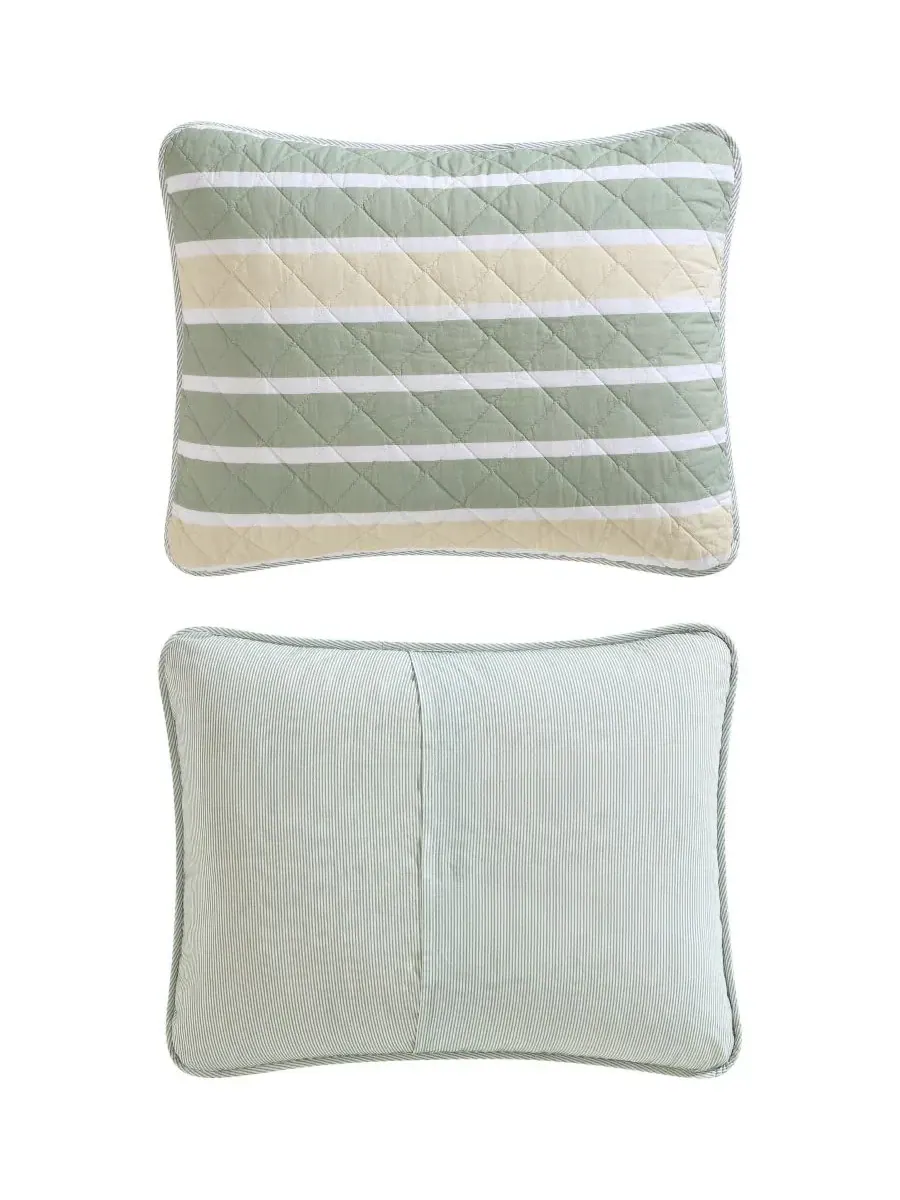 Комплект постельного белья Varadero Stripe из хлопка, двусторонний, 3 предмета, размер King — изображение 8 из 8, зеленый
