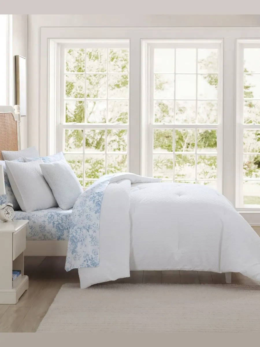 Комплект постельного белья Margaret из 6 предметов, размер Twin Laura Ashley — изображение 3 из 10, белый