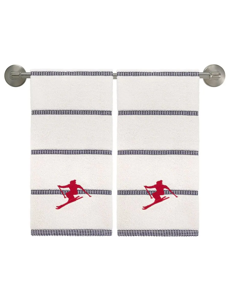 Набор из двух хлопковых полотенец для рук Alpine Cotton, 40 см x 61 см IZOD — изображение 3 из 3, белый