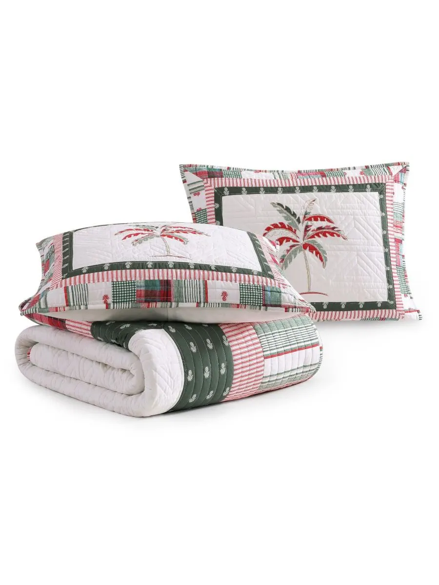 Комплект постельного белья Tommy Bahama Palm Tree Patchwork, двусторонний, 3 предмета, размер — изображение 7 из 8, мульти