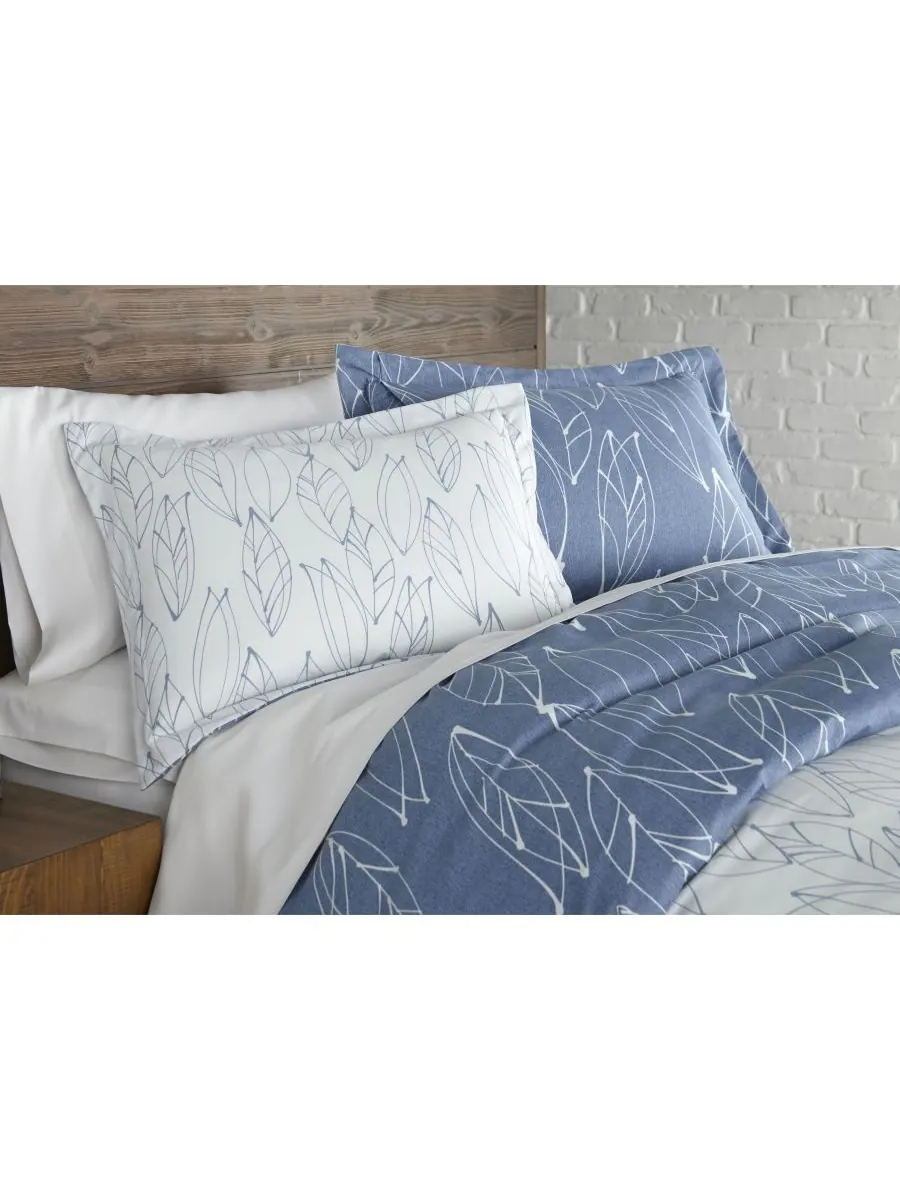 Комплект постельного белья Modern Foliage Ultra Soft, размер King Southshore Fine Linens — изображение 2 из 3, синий