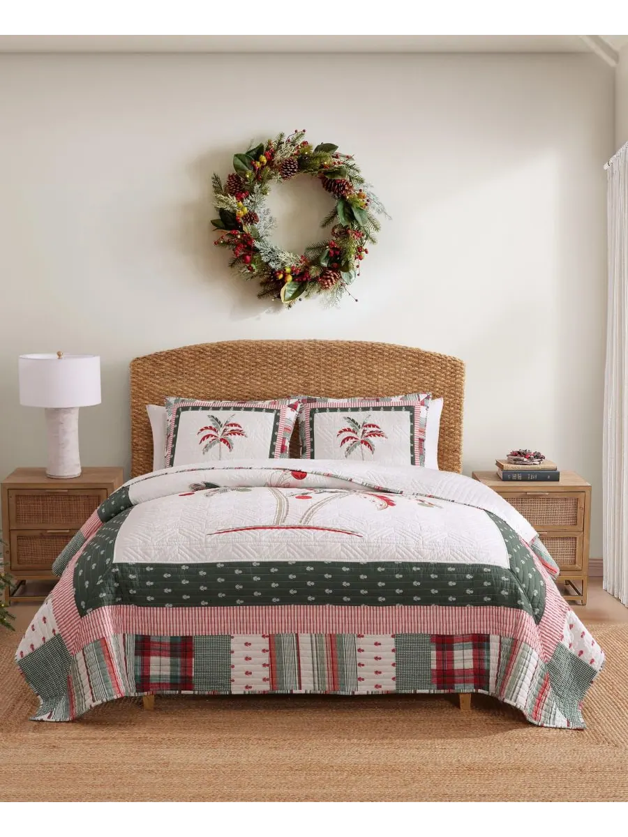 Комплект постельного белья Tommy Bahama Palm Tree Patchwork, двусторонний, 3 предмета, размер King