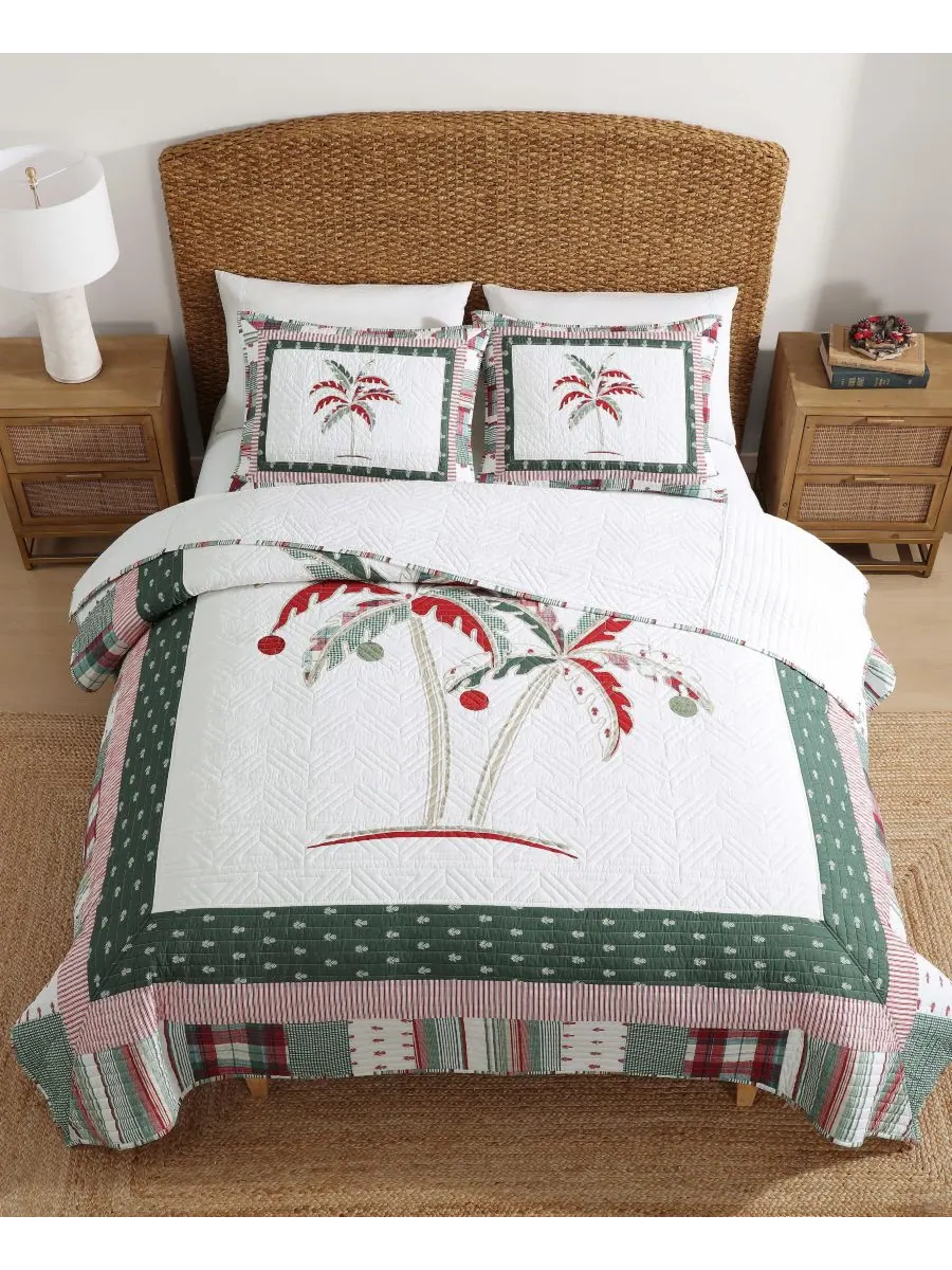 Комплект постельного белья Tommy Bahama Palm Tree Patchwork, двусторонний, 3 предмета, размер King — изображение 3 из 8