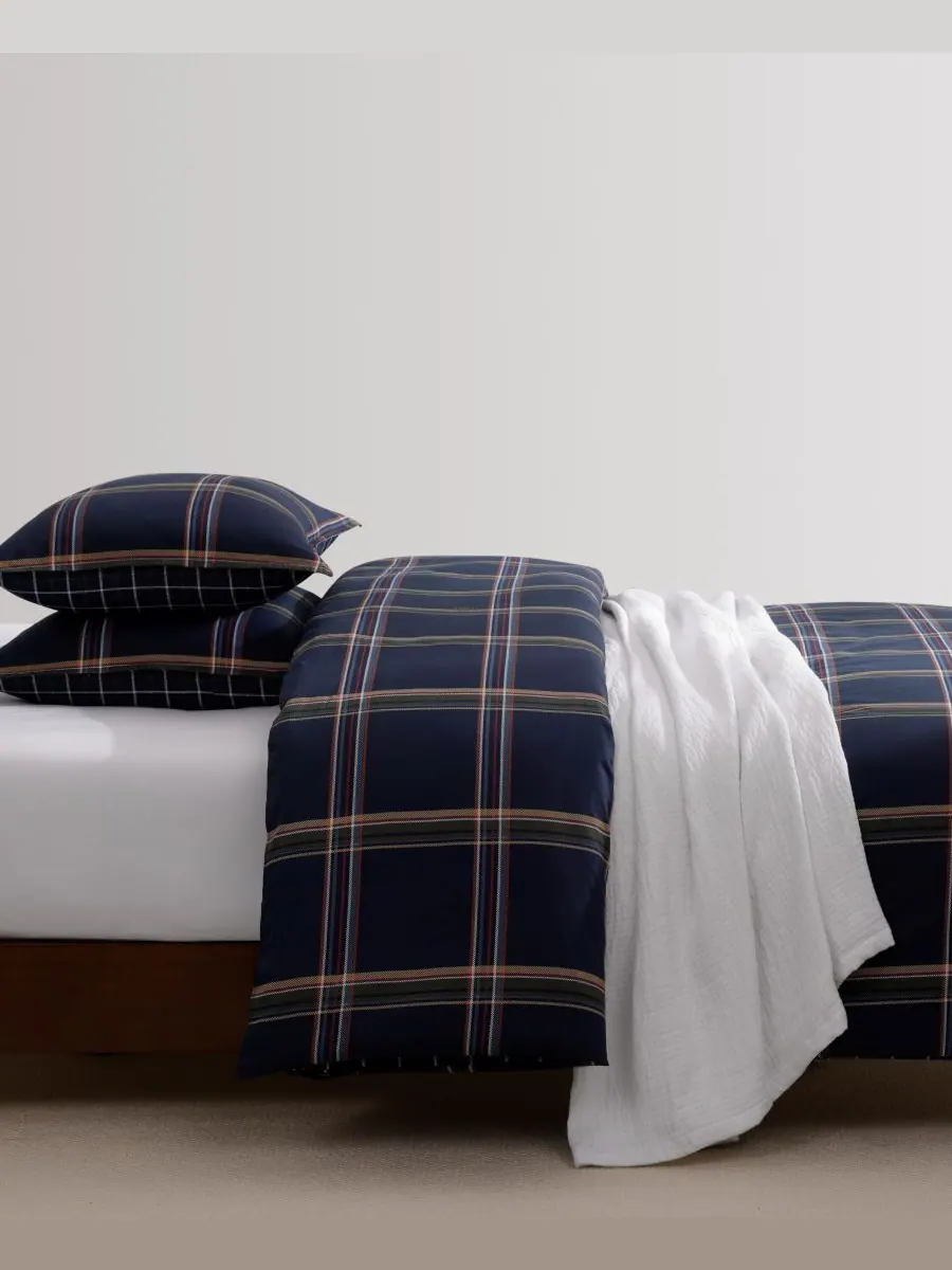 Tommy Hilfiger комплект постельного белья Beacon Plaid хлопковый из 3 предметов размер Full/Queen — изображение 3 из 7, синий