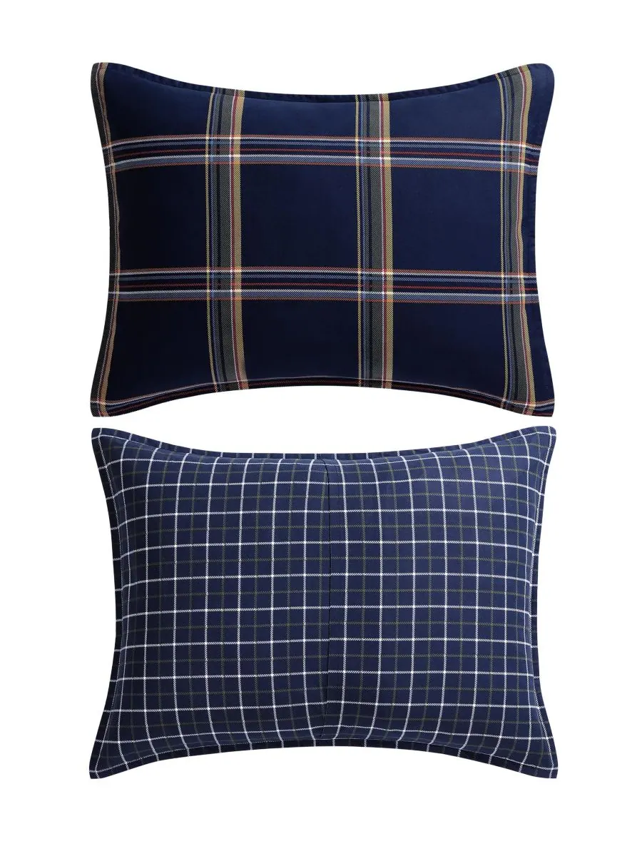 Tommy Hilfiger комплект постельного белья Beacon Plaid хлопковый из 3 предметов размер Full/Queen — изображение 7 из 7, синий
