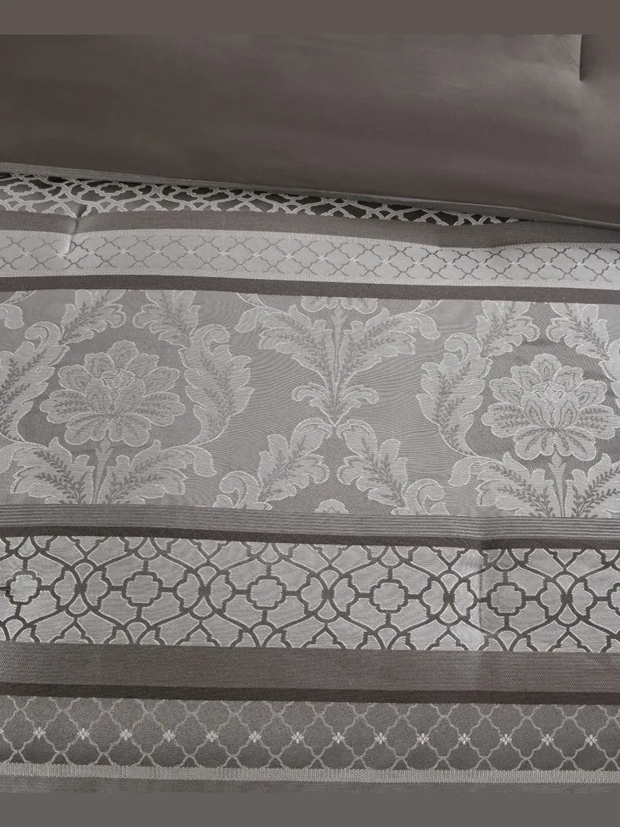 Комплект постельного белья Bellagio Jacquard из 7 предметов, размер King Madison Park — изображение 7 из 8, серый