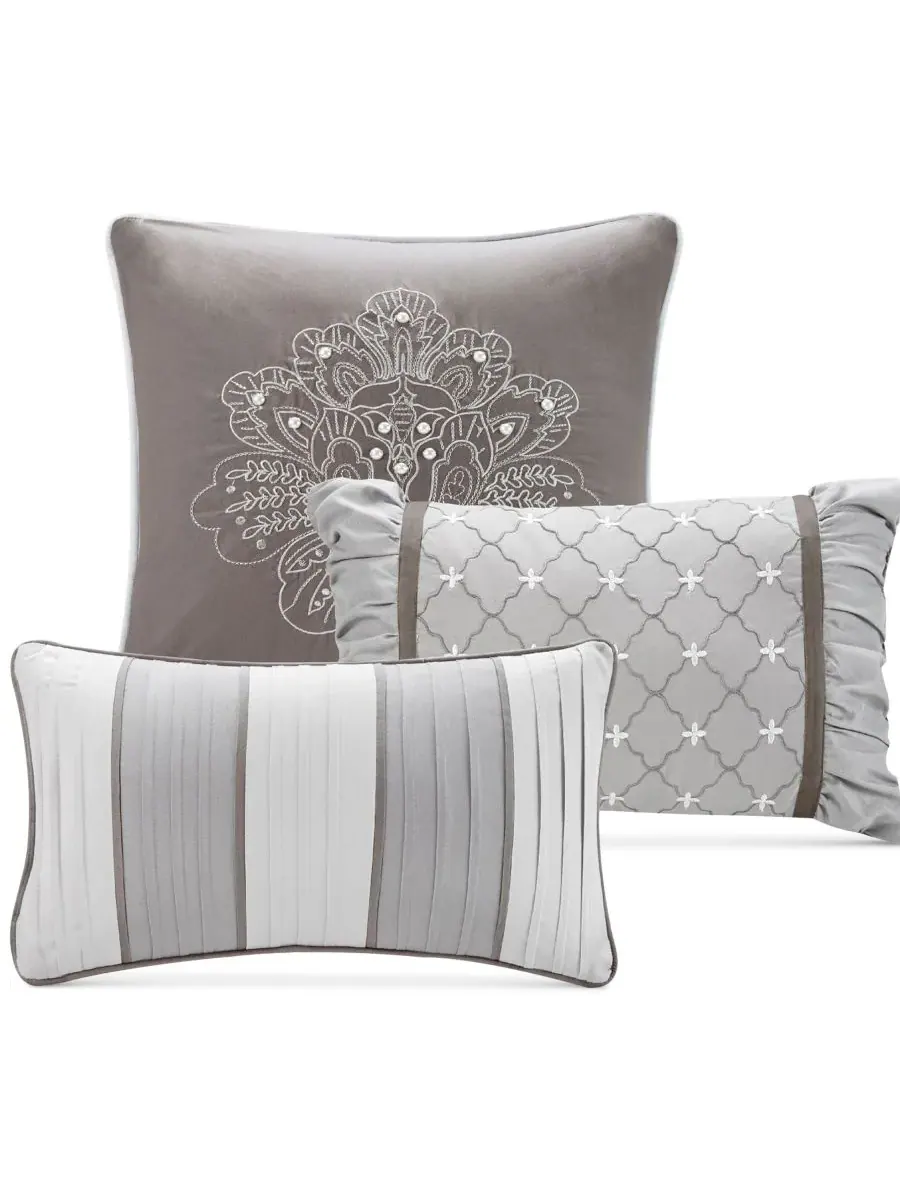 Комплект постельного белья Bellagio Jacquard из 7 предметов, размер King Madison Park — изображение 8 из 8, серый