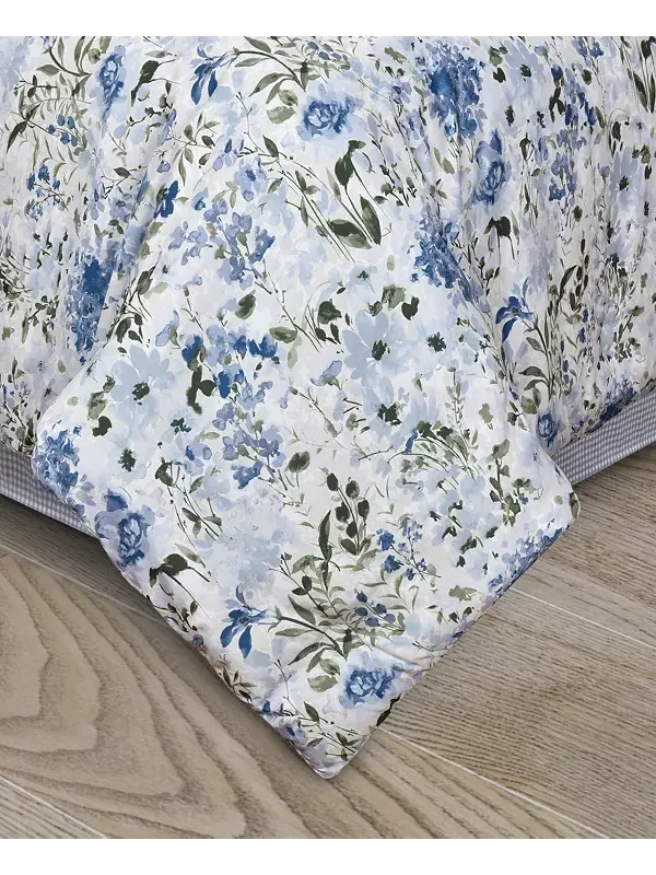 Комплект постельного белья Kourtney Floral, размер Queen, 4 предмета Royal Court — изображение 2 из 4, синий