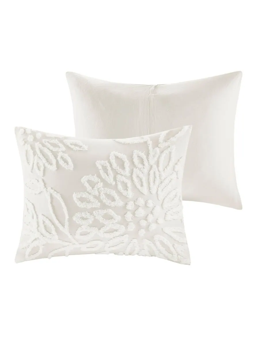 Комплект постельного белья Veronica Floral Tufted из 3 предметов, размер King/California King — изображение 5 из 10, белый