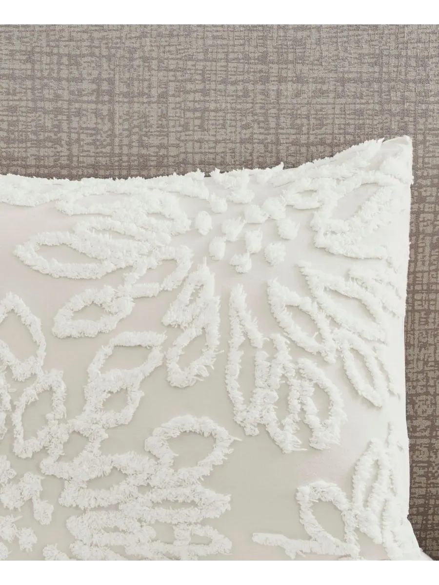 Комплект постельного белья Veronica Floral Tufted из 3 предметов, размер King/California King — изображение 6 из 10, белый