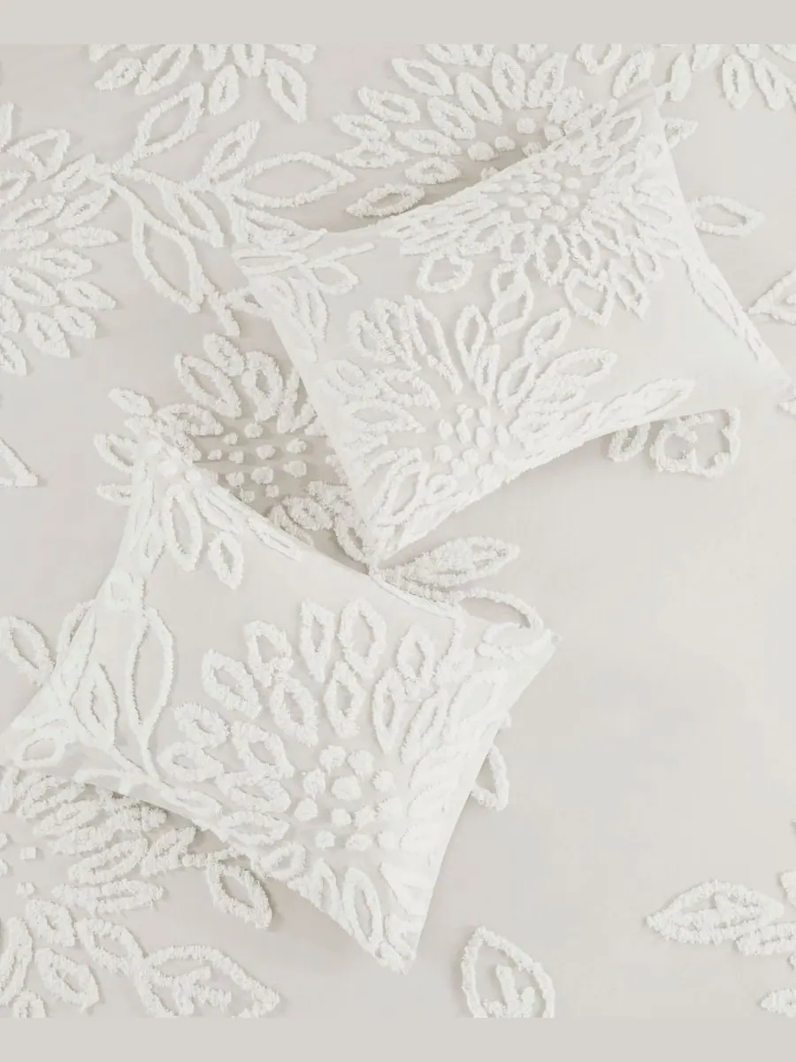 Комплект постельного белья Veronica Floral Tufted из 3 предметов, размер King/California King — изображение 9 из 10, белый