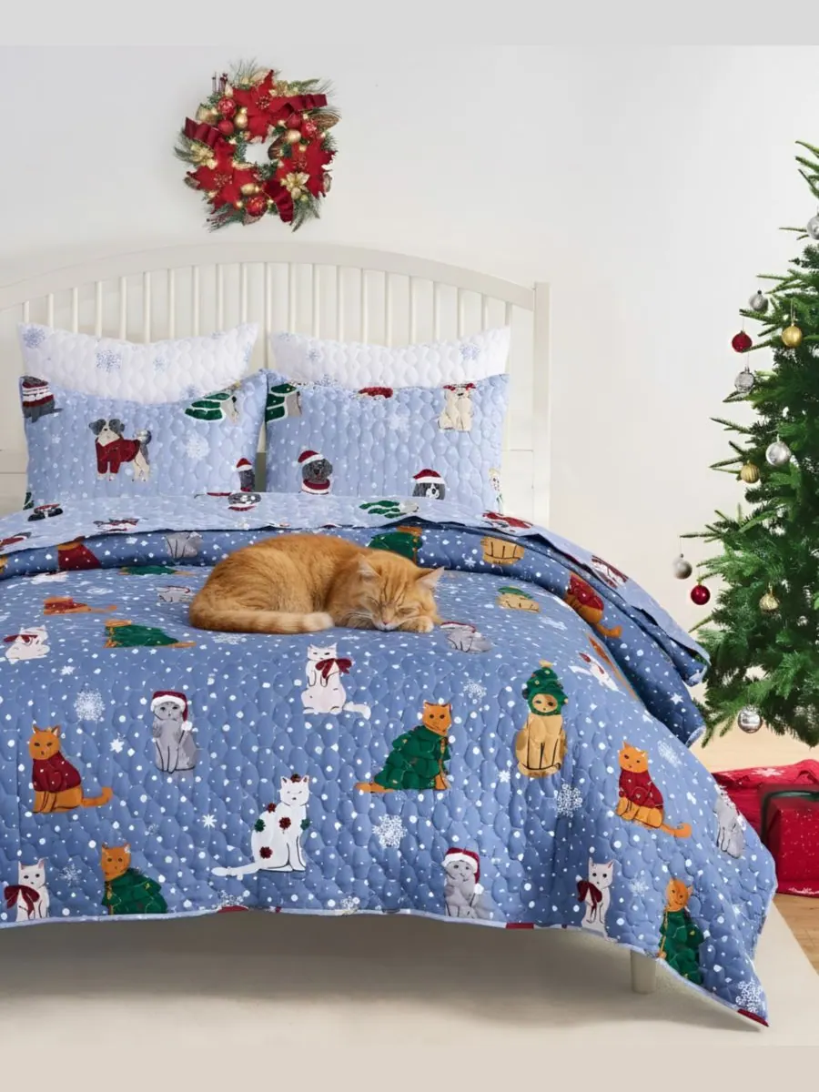 Комплект постельного белья Winter Whiskers Holiday из 3 предметов, размер Full/Queen Greenland Home