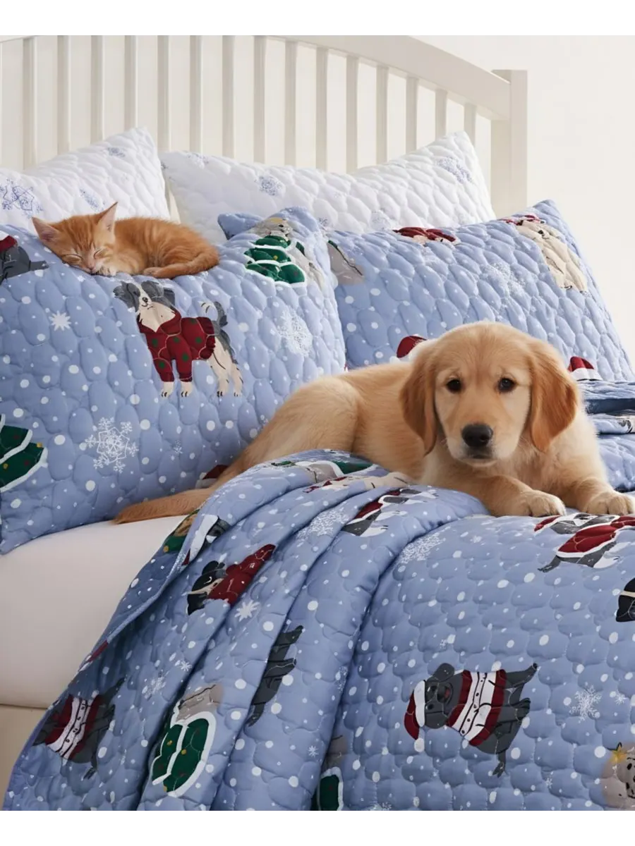 Комплект постельного белья Winter Whiskers Holiday из 3 предметов, размер Full/Queen Greenland Home — изображение 3 из 7