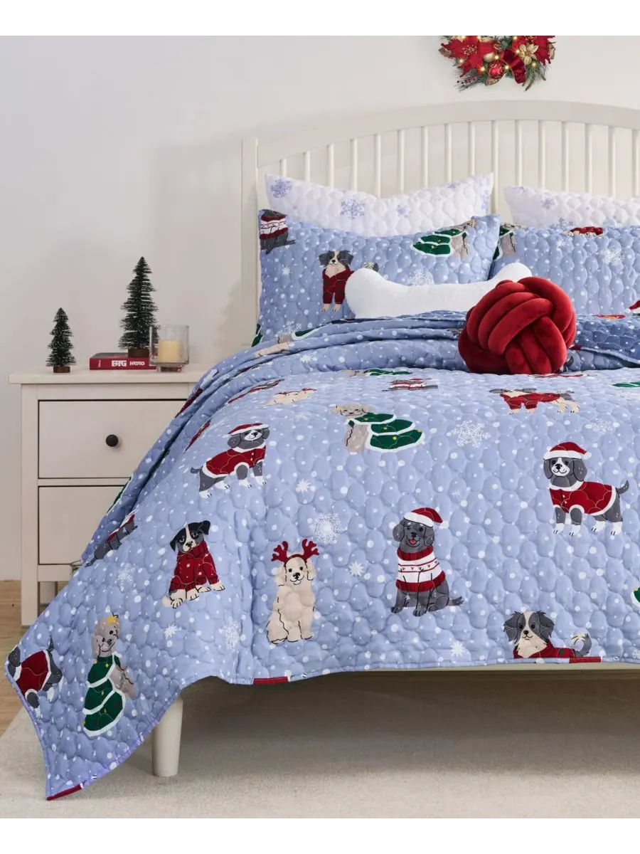 Комплект постельного белья Winter Whiskers Holiday из 3 предметов, размер Full/Queen Greenland Home — изображение 7 из 7