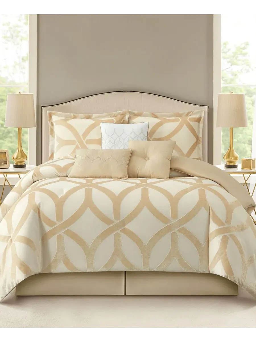 Комплект постельного белья Kira Geometric с геометрическим узором, 7 предметов, King Stratford Park