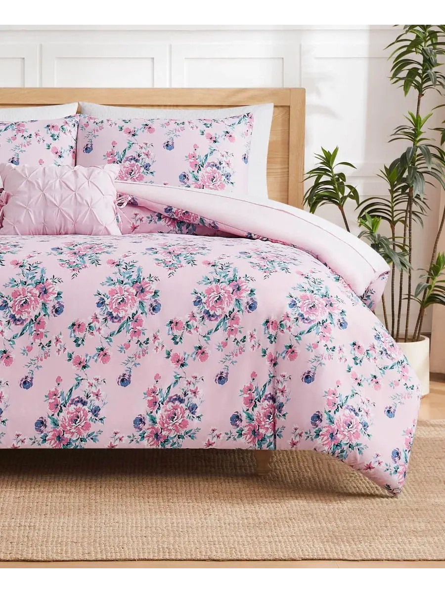 Комплект постельного белья Phoebe Reversible 8-Pc., King Jessica Simpson — изображение 6 из 10, розовый