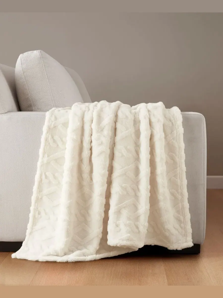 Плед с косами 127×152 см Premier Comfort — изображение 5 из 7, бежевый