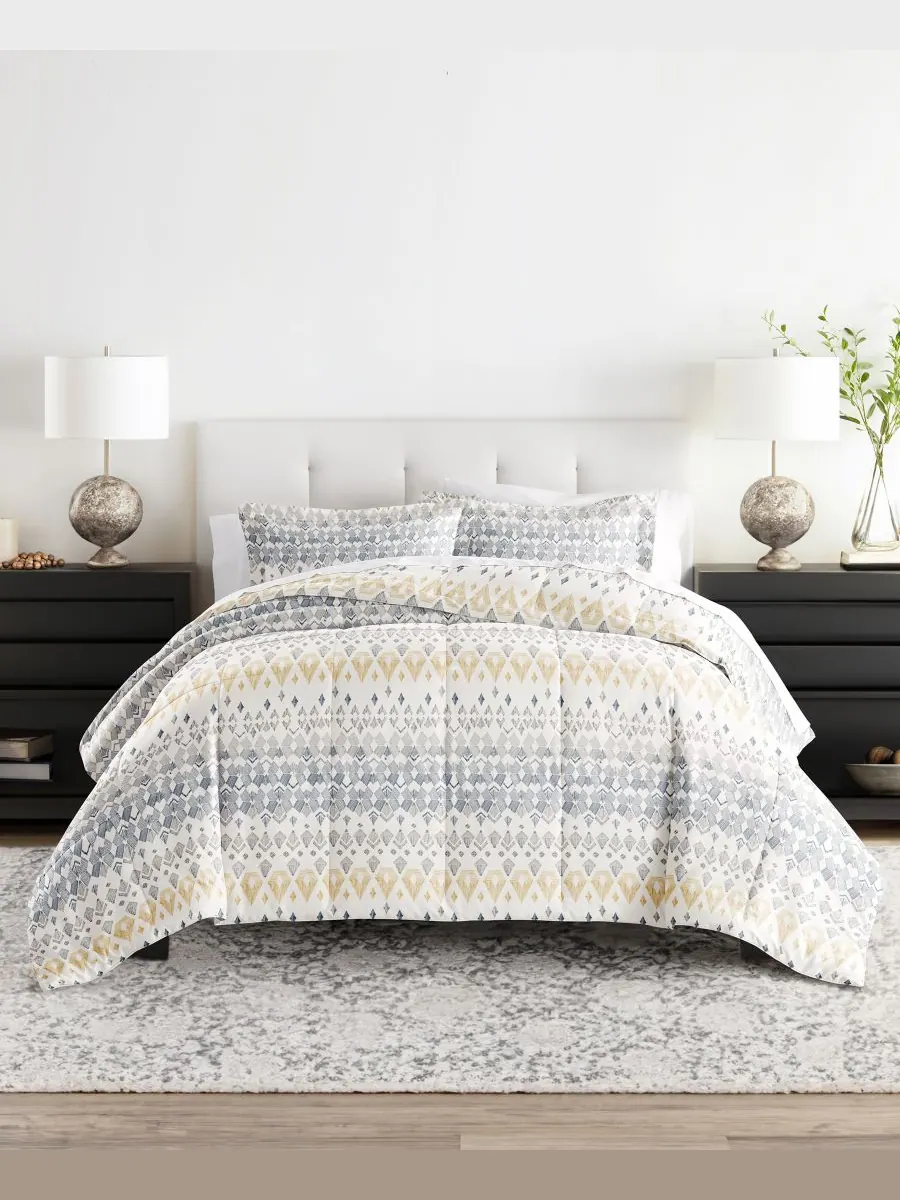 Комплект постельного белья Mayan Stamp из 2 предметов, размер Twin/Twin XL Ienjoy Home — изображение 6 из 7, серый