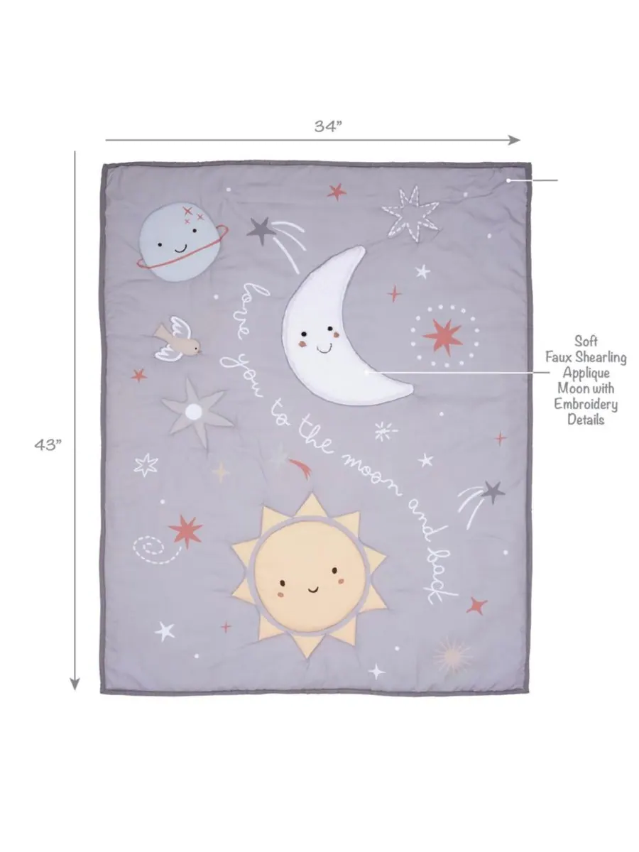 Комплект постельного белья для детской кроватки Bedtime Originals Celestial из 3 предметов — изображение 2 из 10, серый