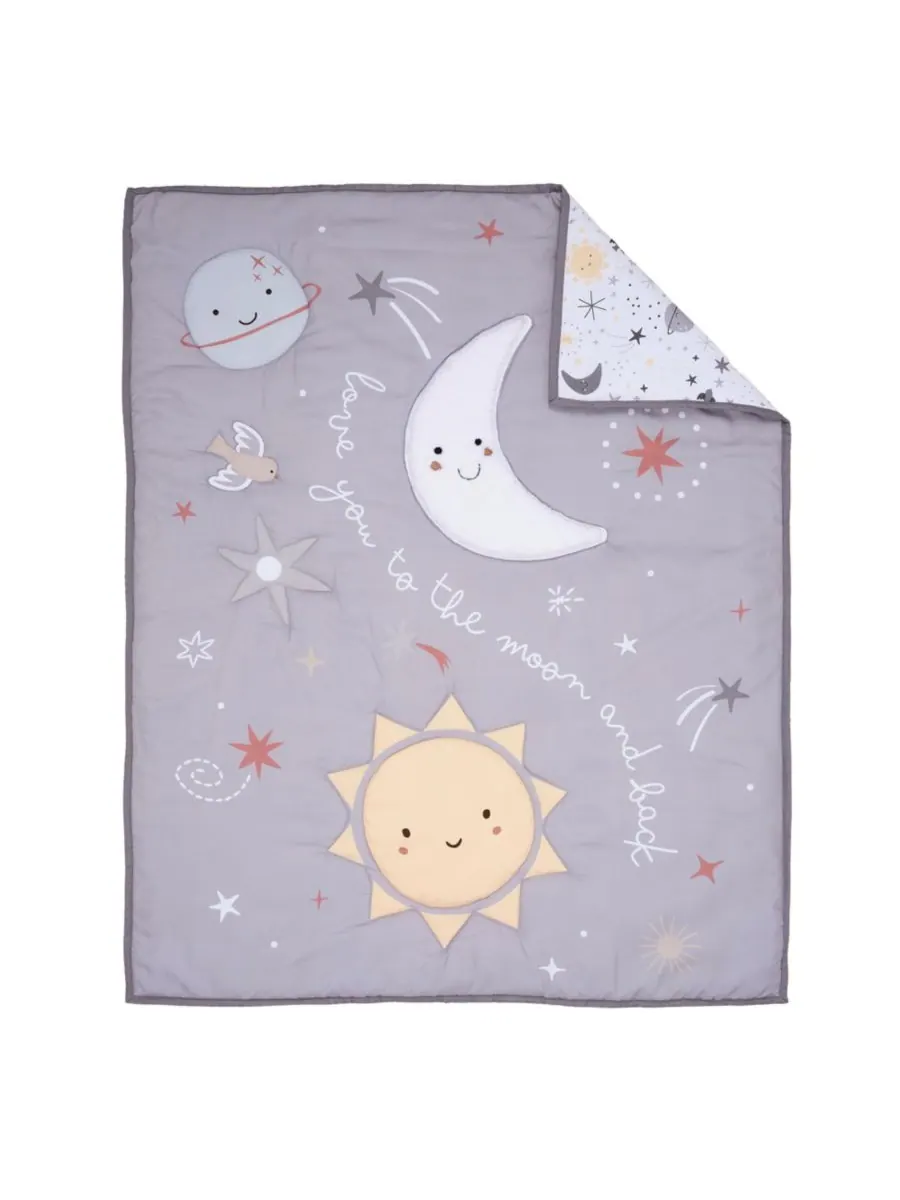 Комплект постельного белья для детской кроватки Bedtime Originals Celestial из 3 предметов — изображение 6 из 10, серый