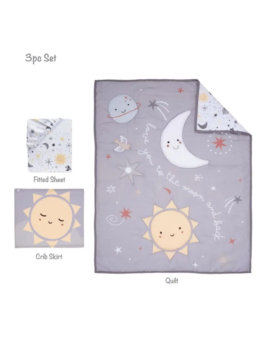 Комплект постельного белья для детской кроватки Bedtime Originals Celestial из 3 предметов — изображение 8 из 10, серый