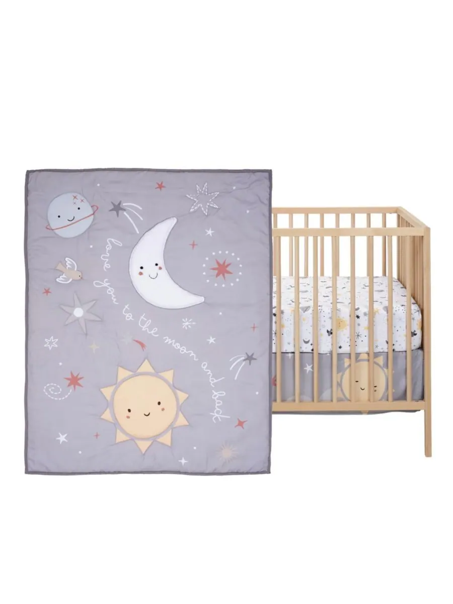 Комплект постельного белья для детской кроватки Bedtime Originals Celestial из 3 предметов — изображение 10 из 10, серый