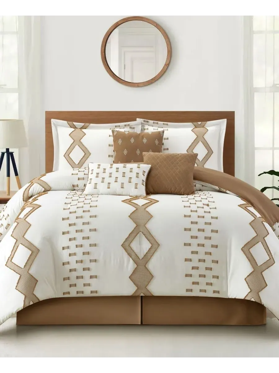 Комплект постельного белья Sanissa Geometric из 7 предметов, размер Queen Stratford Park — изображение 1 из 10, белый