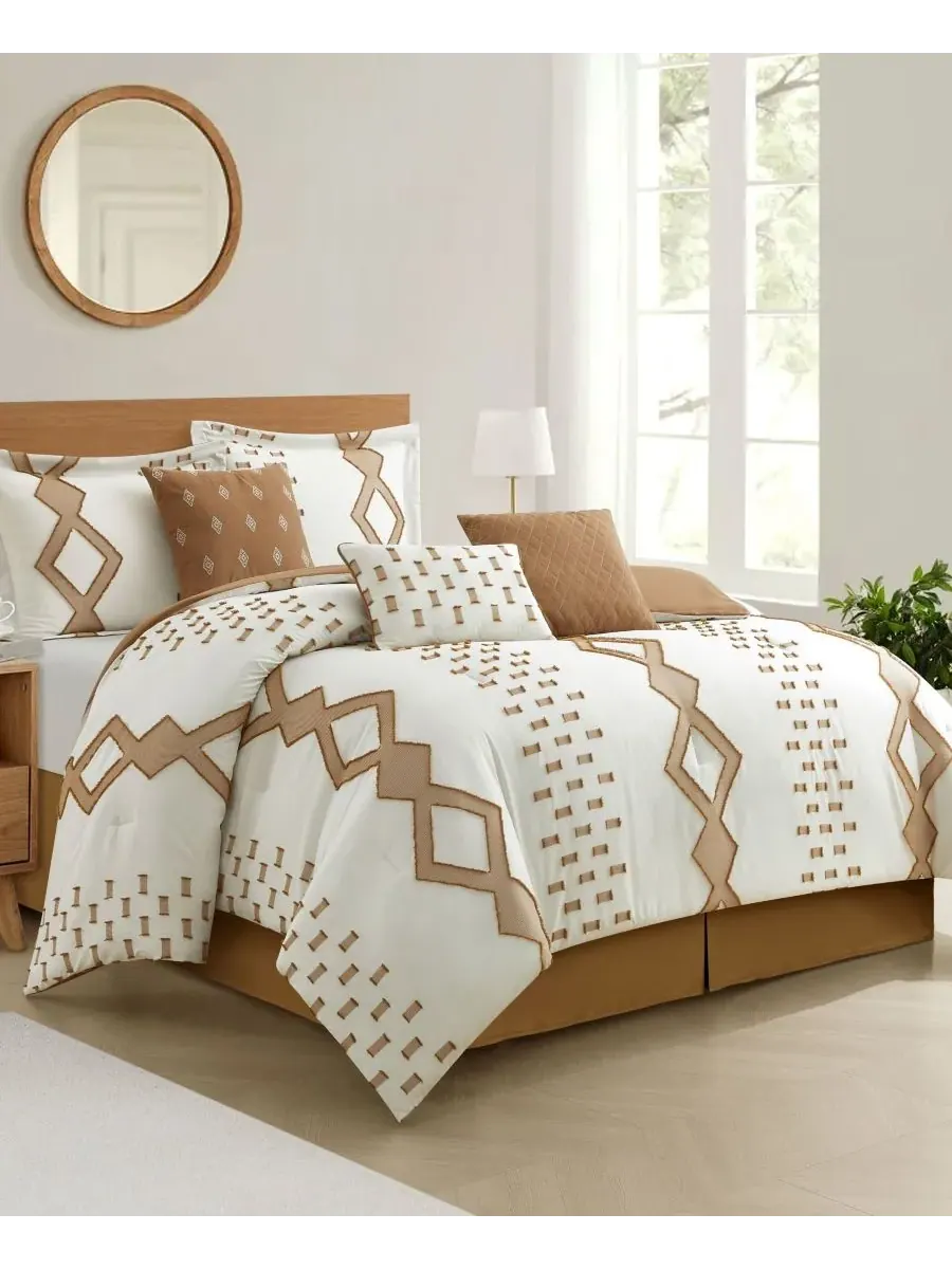 Комплект постельного белья Sanissa Geometric из 7 предметов, размер Queen Stratford Park — изображение 2 из 10, белый