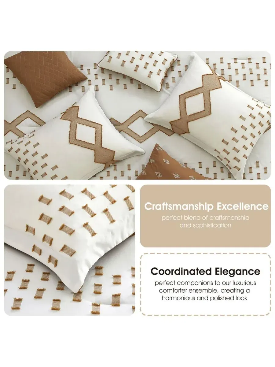 Комплект постельного белья Sanissa Geometric из 7 предметов, размер Queen Stratford Park — изображение 9 из 10, белый