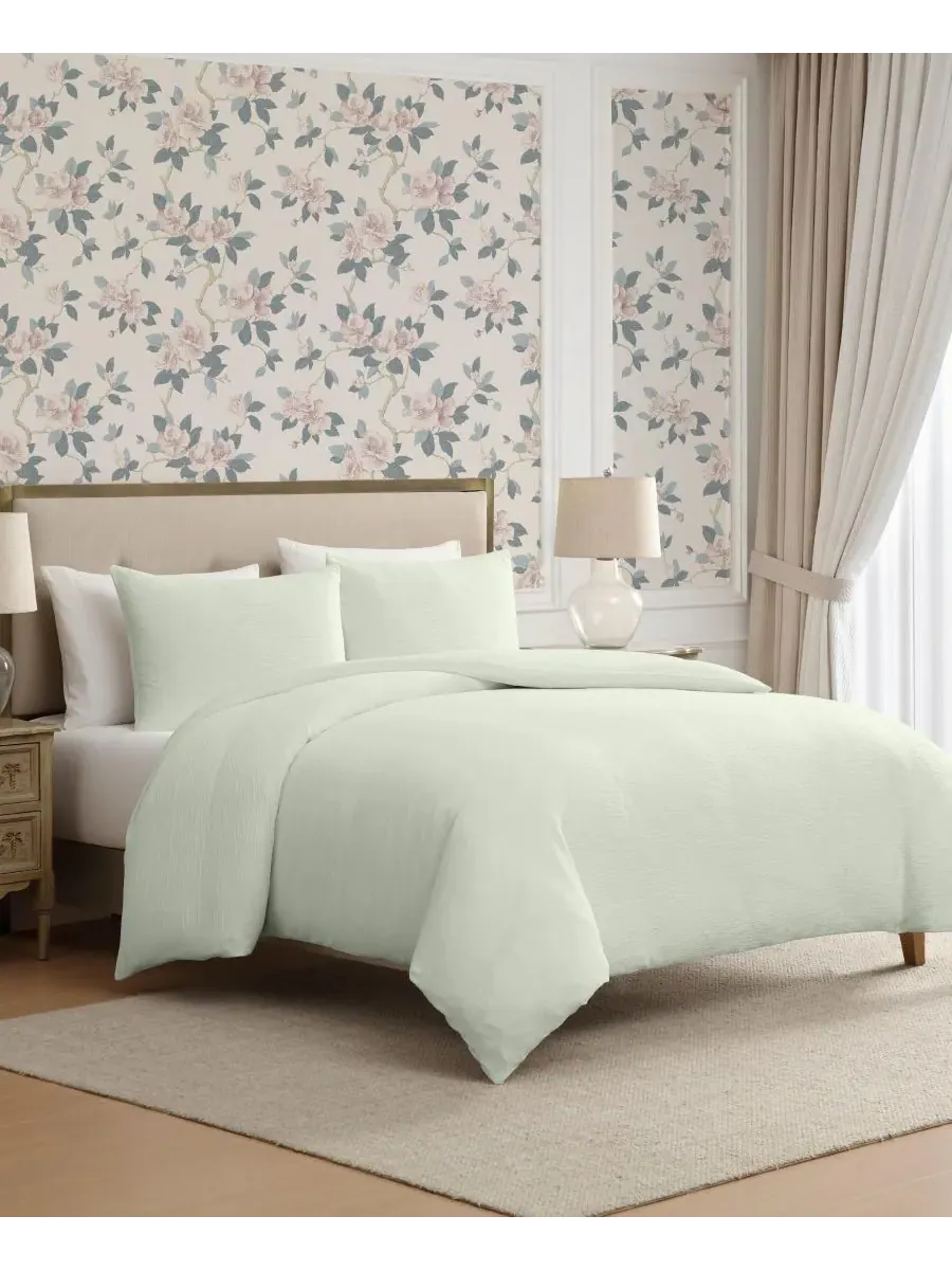 Комплект постельного белья из жатой марли, 3 предмета, размер King Laura Ashley — изображение 2 из 8, зеленый