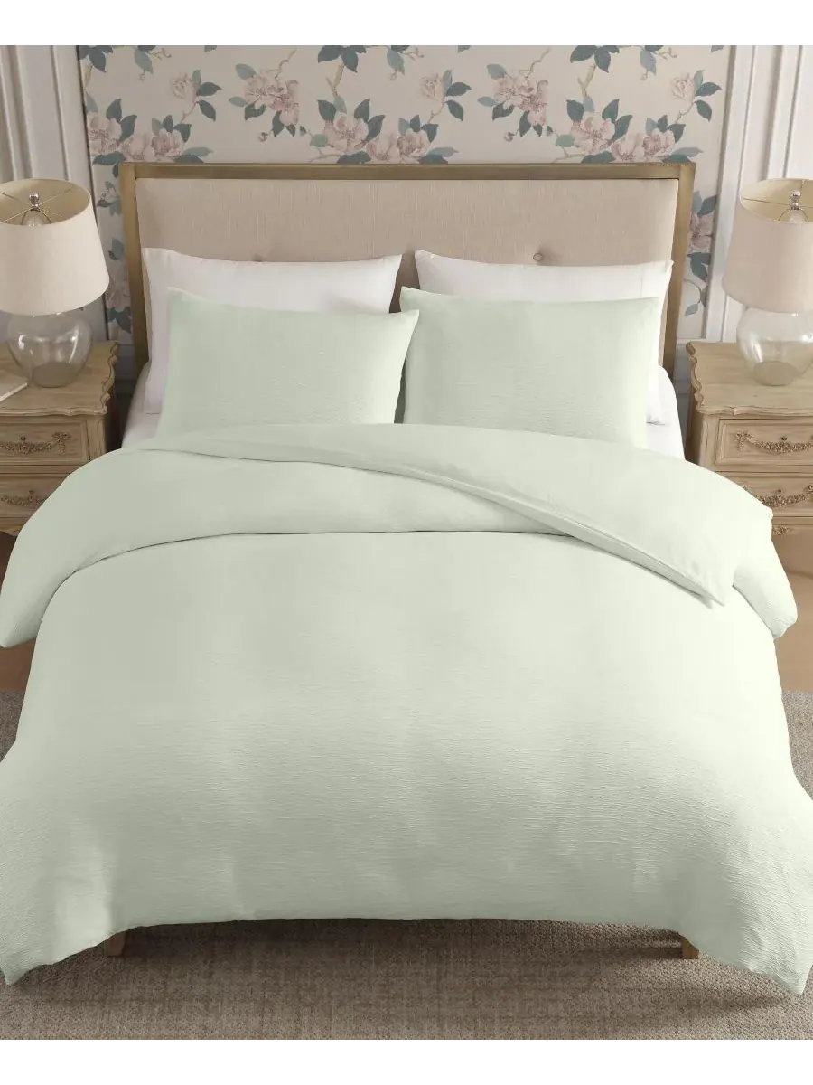 Комплект постельного белья из жатой марли, 3 предмета, размер King Laura Ashley — изображение 3 из 8, зеленый