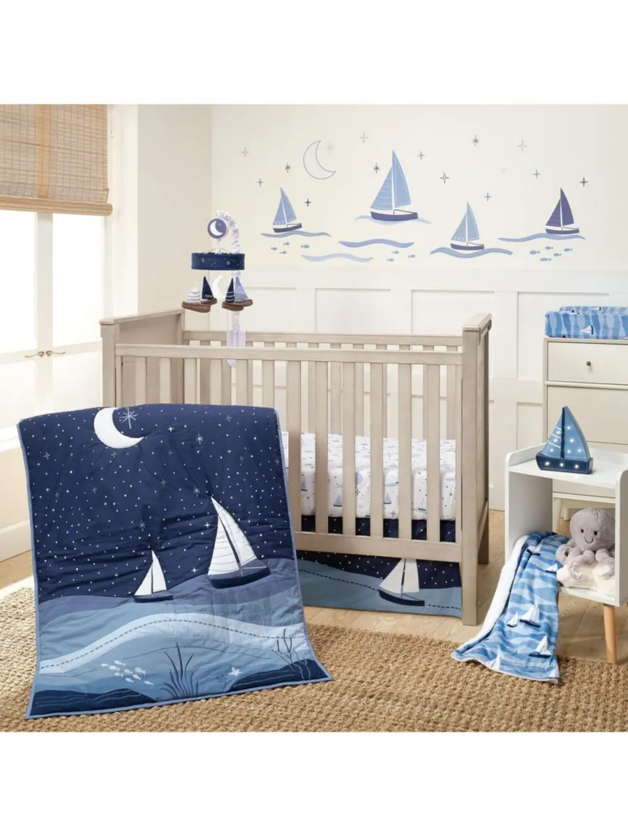 Комплект постельного белья для детской кроватки Little Skipper из 3 предметов с изображением