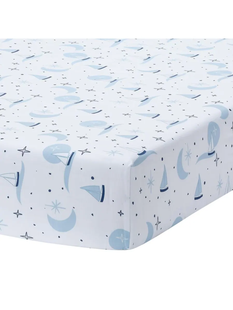 Комплект постельного белья для детской кроватки Little Skipper из 3 предметов с изображением — изображение 2 из 10, синий