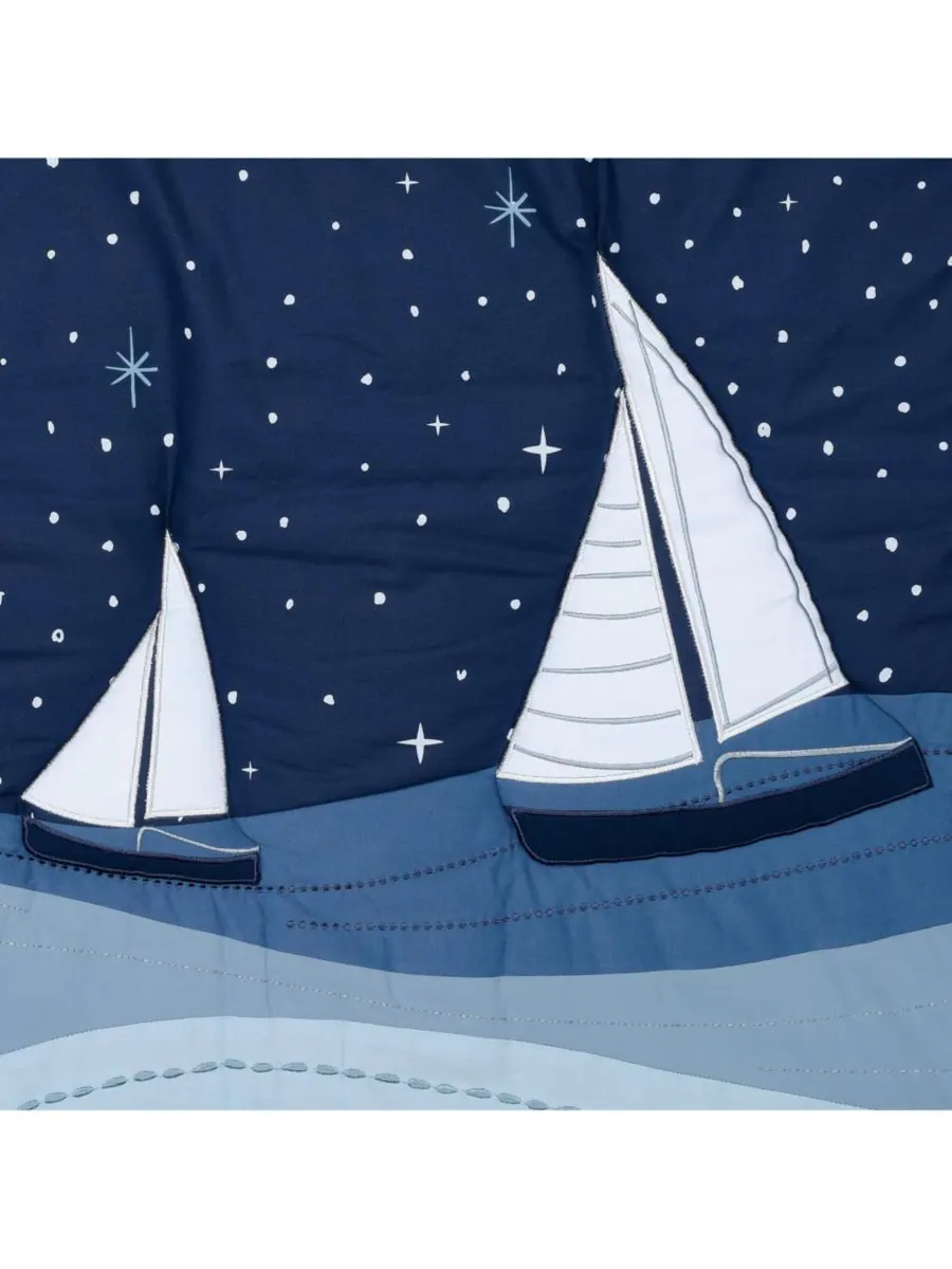 Комплект постельного белья для детской кроватки Little Skipper из 3 предметов с изображением — изображение 3 из 10, синий