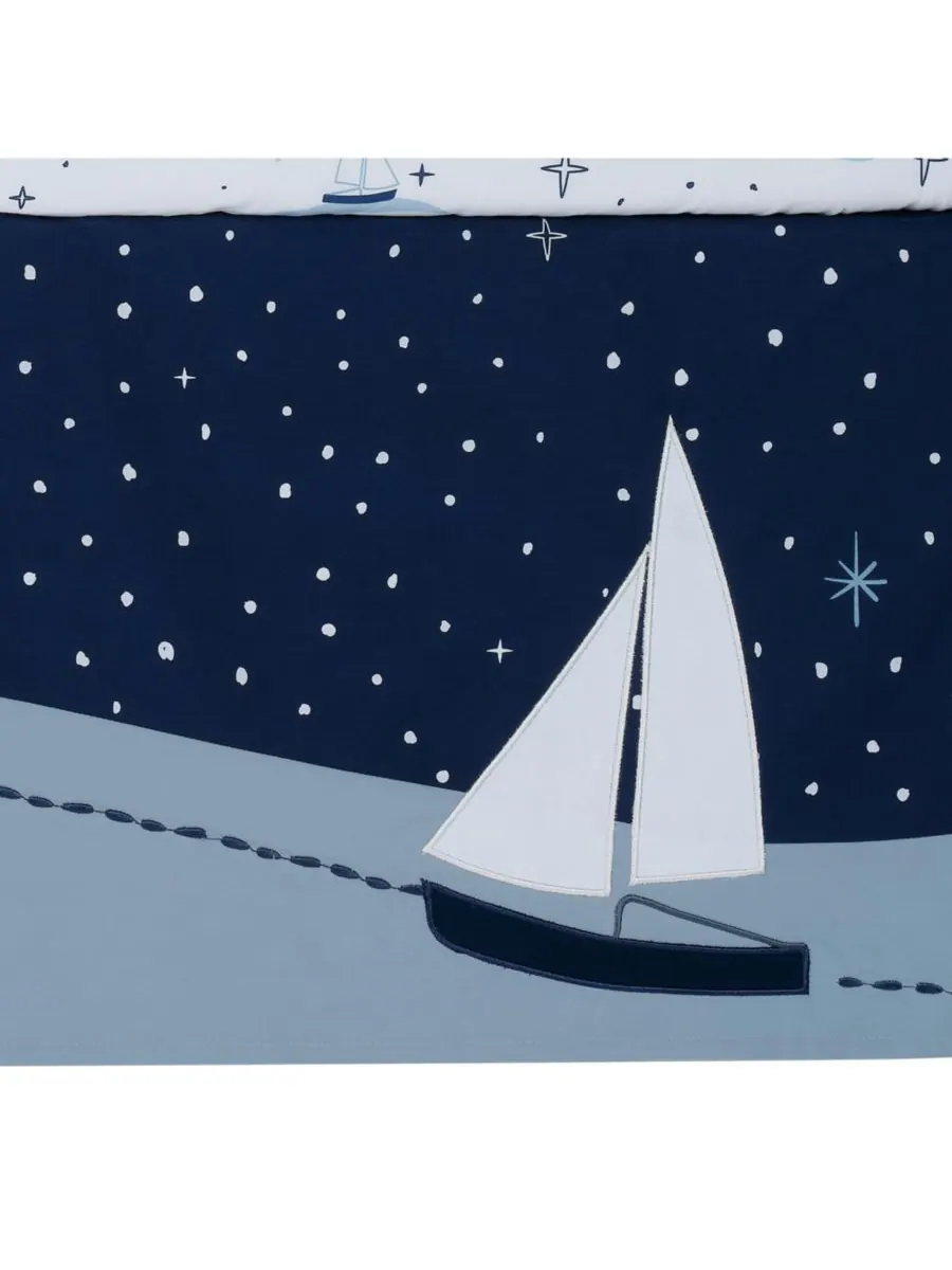 Комплект постельного белья для детской кроватки Little Skipper из 3 предметов с изображением — изображение 6 из 10, синий