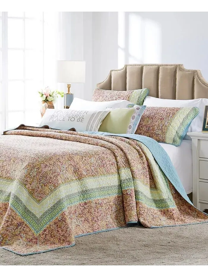Коллекция современных покрывал Palisades из хлопка и полиэстера Greenland Home Fashions — изображение 3 из 4, синий