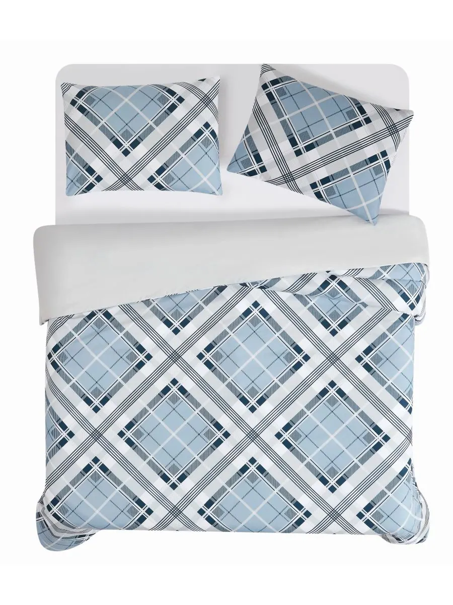Комплект постельного белья Lars Plaid из 3 предметов, размер King Truly Soft — изображение 4 из 6, синий