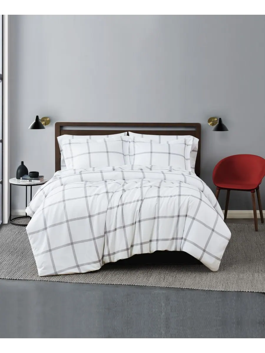 Комплект постельного белья из двух предметов с принтом в клетку, размер Twin XL Truly Soft — изображение 4 из 4, белый