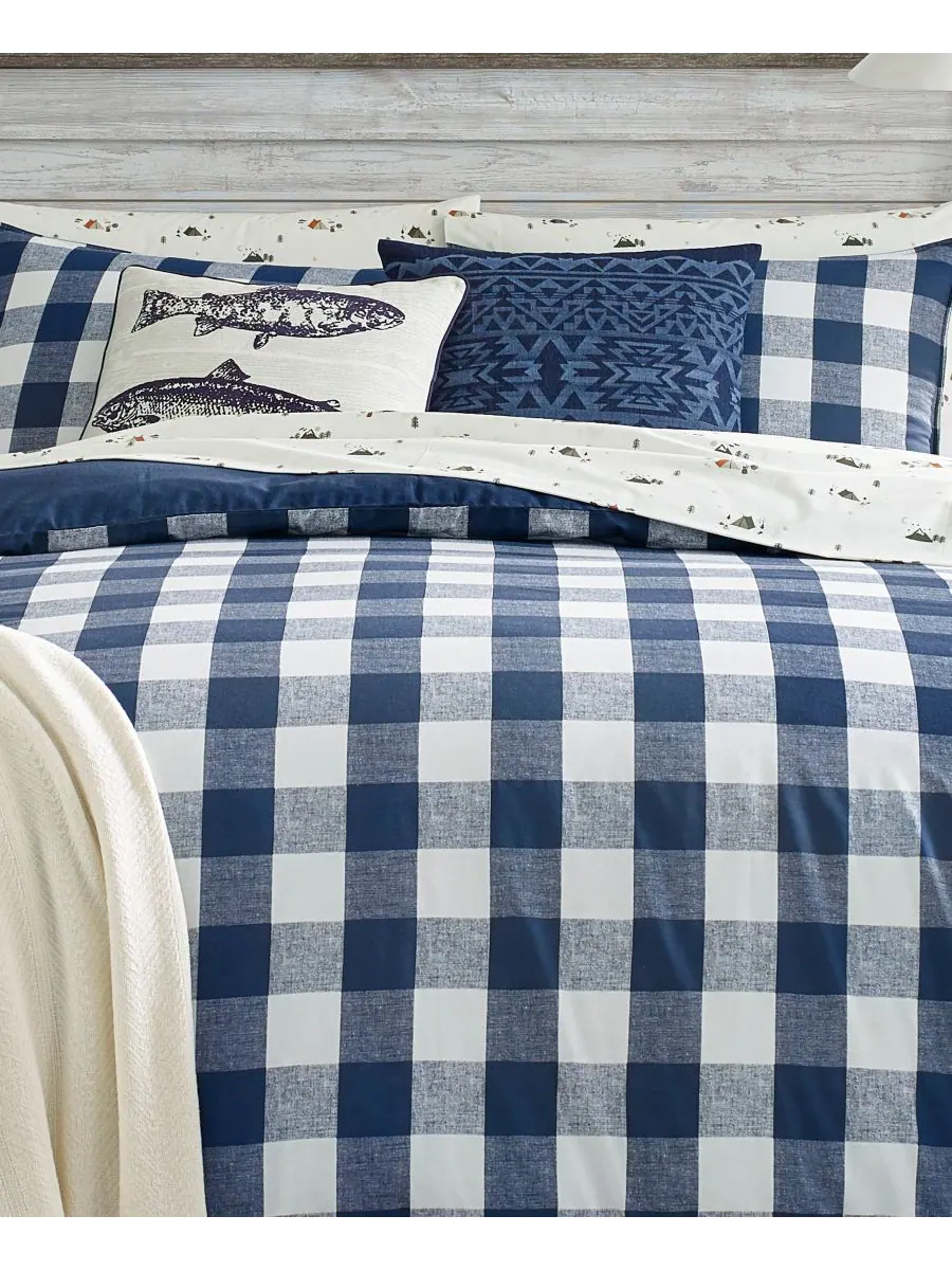 Комплект постельного белья lakehouse plaid из 3 предметов, размер king Eddie Bauer — изображение 3 из 5, синий