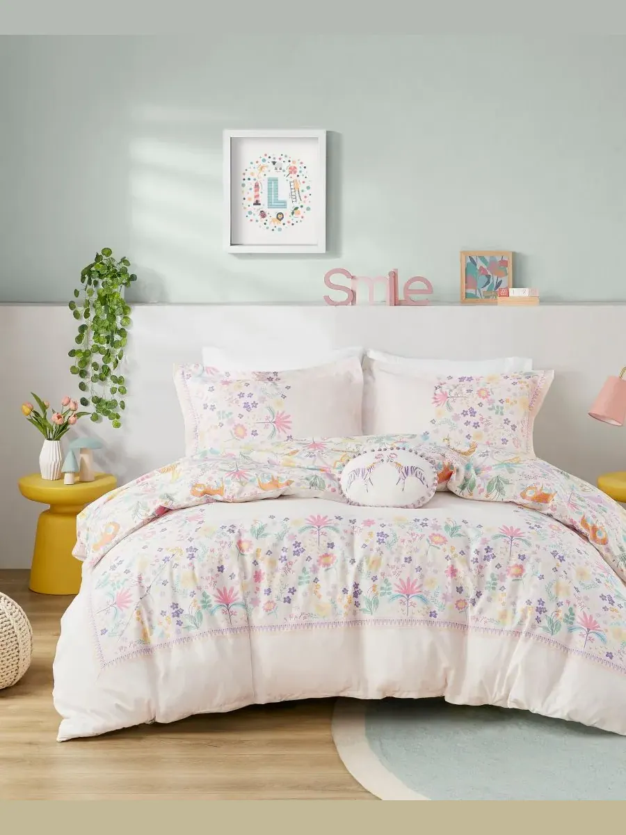 Комплект постельного белья Intelligent Design Lulu Floral, двусторонний, 4 предмета, размер — изображение 2 из 9, фиолетовый