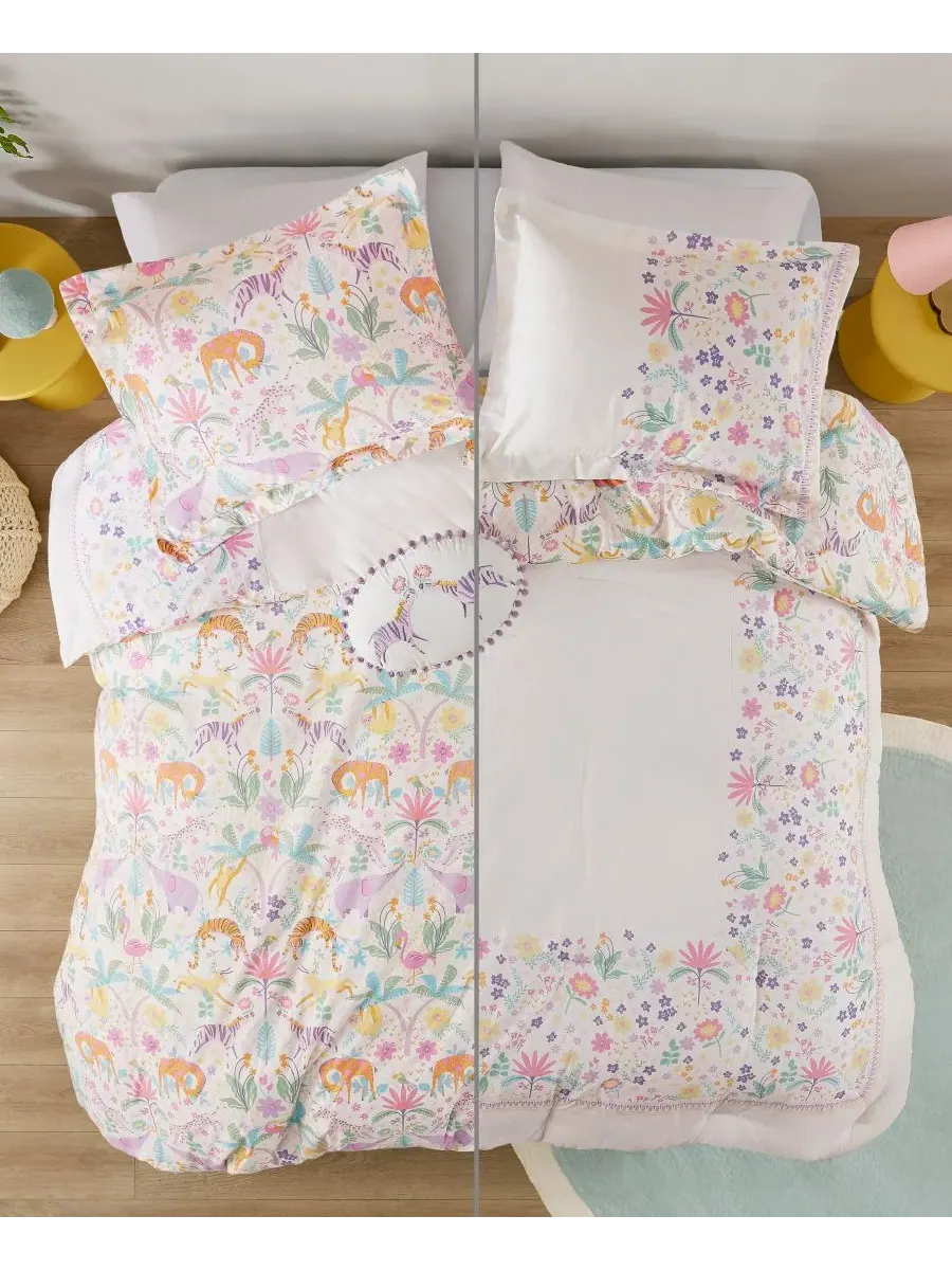 Комплект постельного белья Intelligent Design Lulu Floral, двусторонний, 4 предмета, размер — изображение 7 из 9, фиолетовый