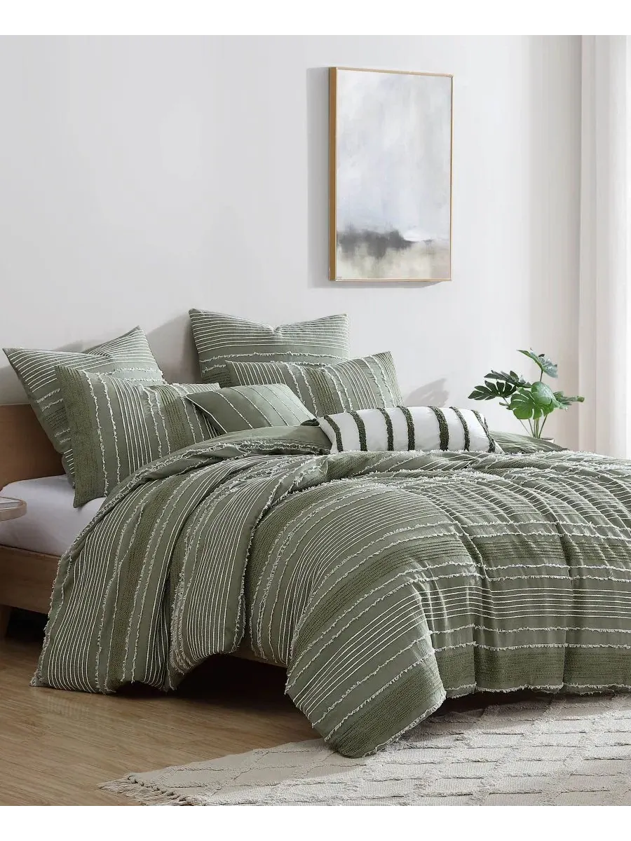 Комплект стеганого покрывала Harley Jacquard 5-предметный, королевский размер Riverbrook Home — изображение 3 из 8, зеленый