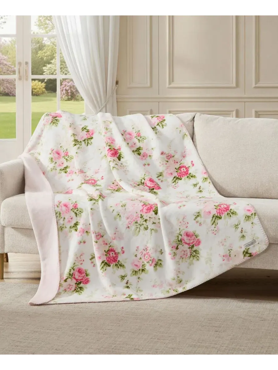 Плед флисовый двусторонний Ashfield Printed Plush Reversible Throw, 178 см × 127 см Laura Ashley