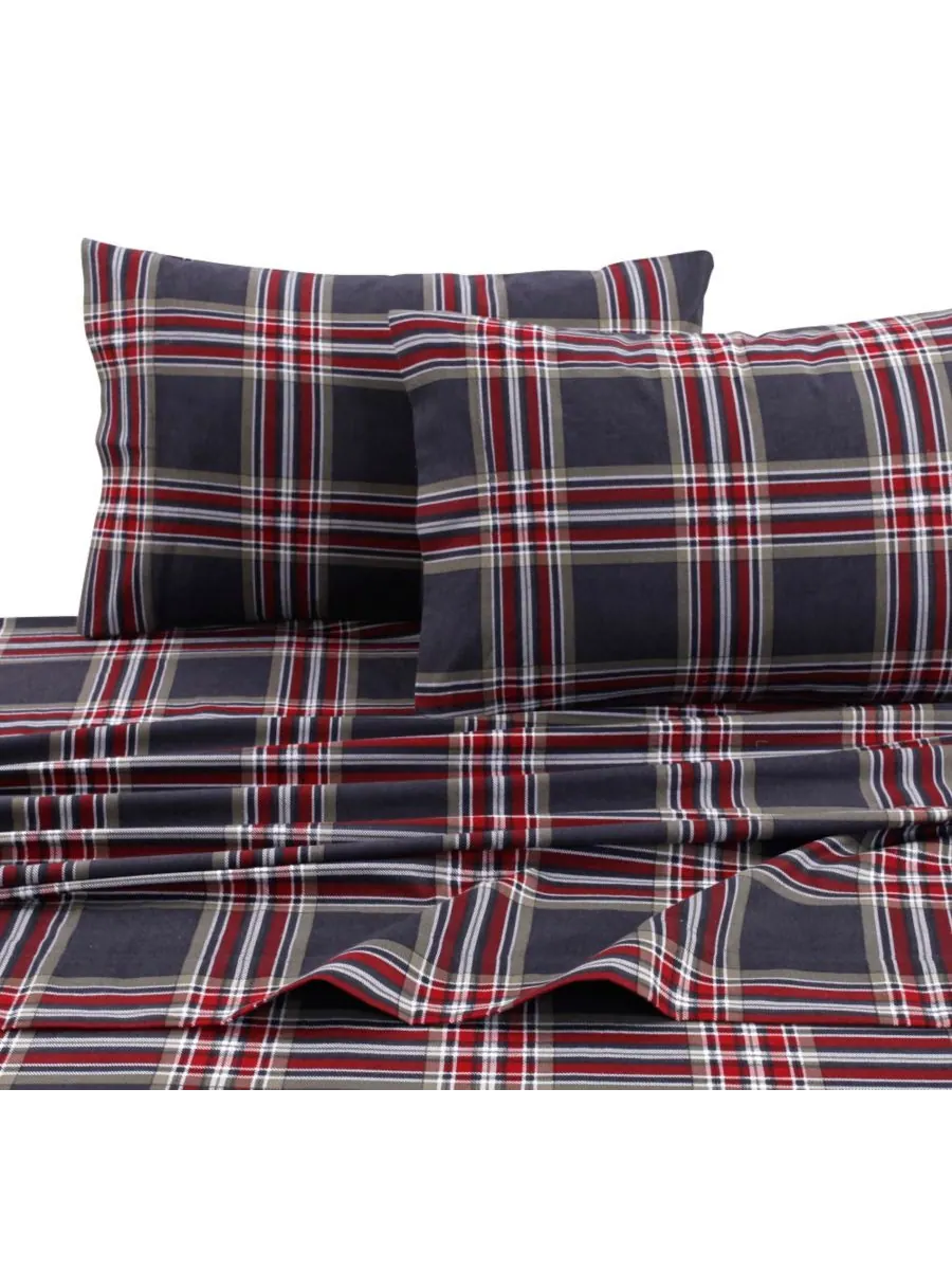 Комплект постельного белья Heritage Plaid из фланели плотностью 5 унций с принтом и очень глубокими