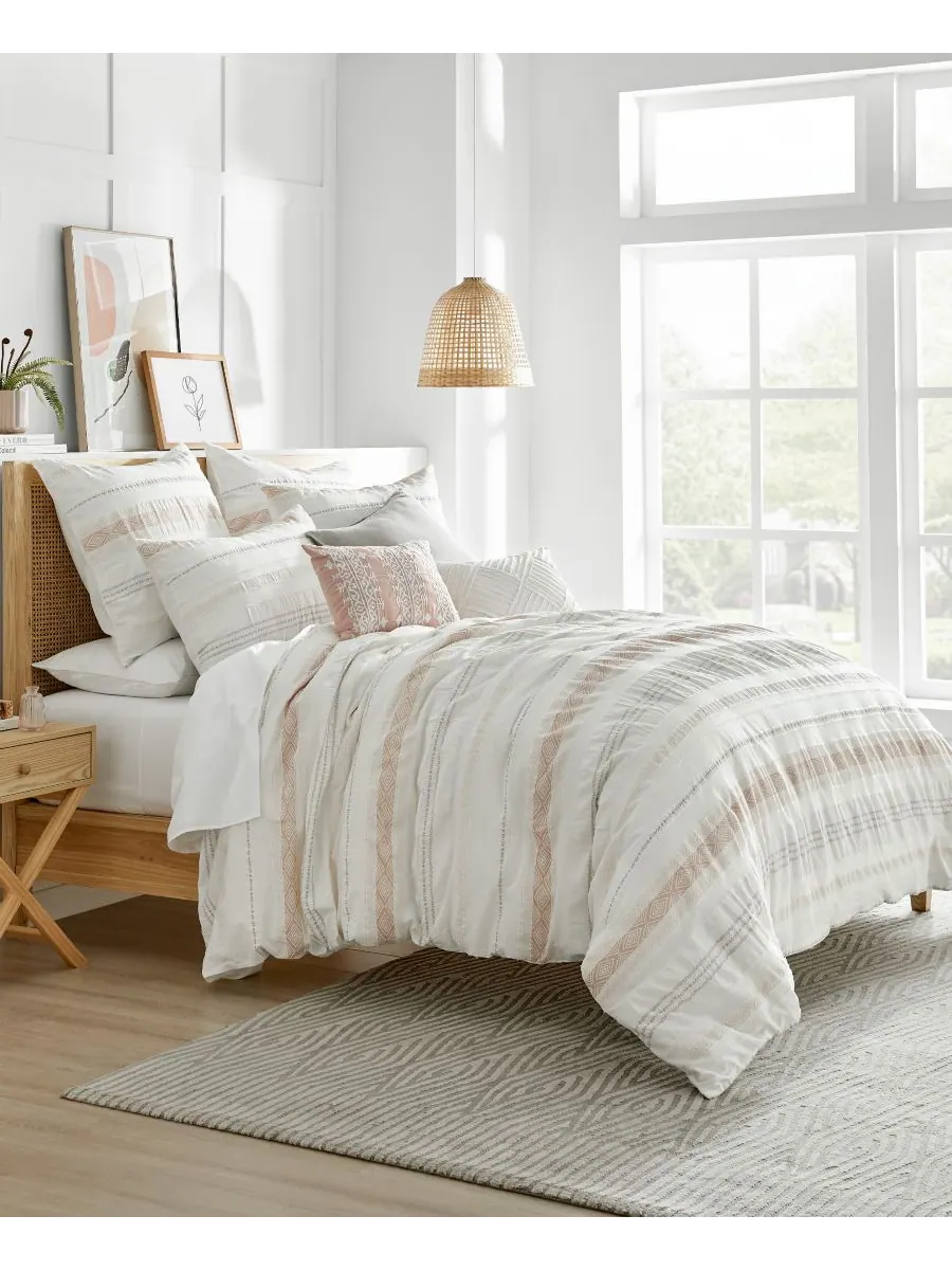 Комплект постельного белья pickford tribal stripe из 3 предметов, размер full/queen Levtex — изображение 4 из 6, розовый